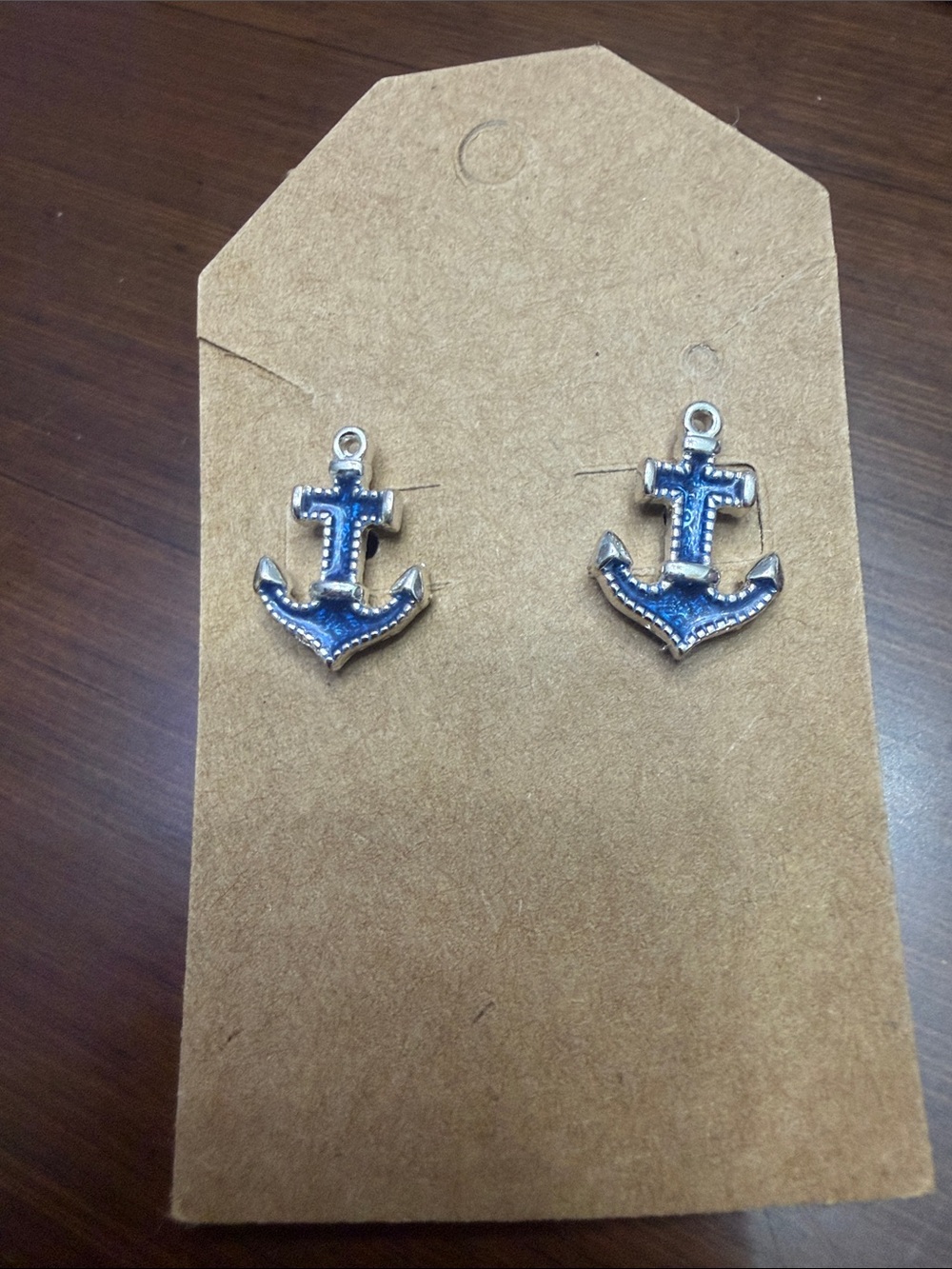 Source Unknown Blue Anchor Earrings